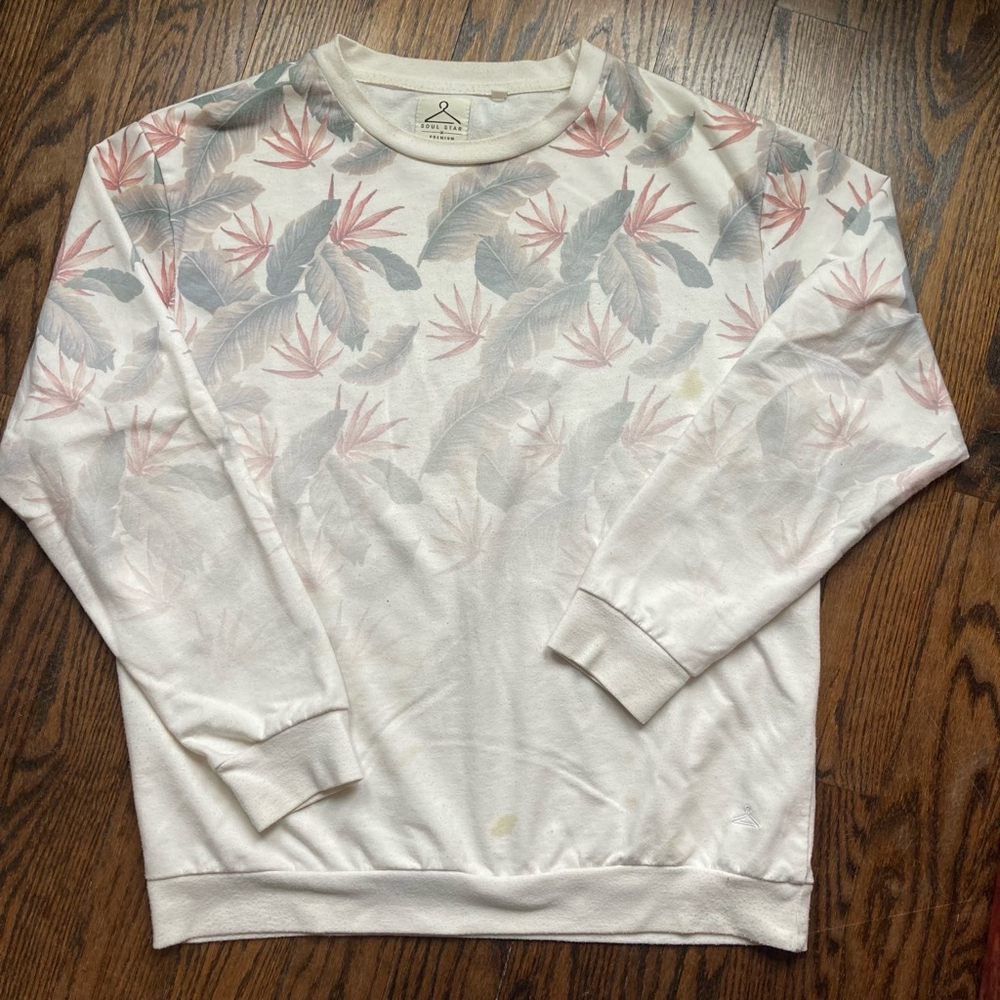 2 for $10 ❤️ Men's Soul Star Sweatshirt XL White Floral